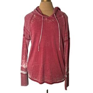 Others Follow Red Burnout Waffle Knit High Low Long Sleeve Hoodie M Skater Urban